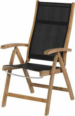 Caldo black adjustable chair teak FSC 70/30 & textilene