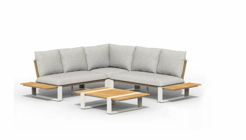 Seto Teak Lounge Set Complete Creme White